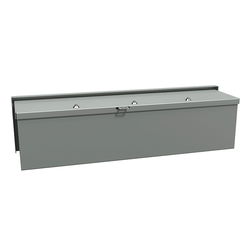 C3RWT624 - Hammond wiring trough, 6 x 6 x 24in (HxDxL), NEMA 3R, wall mount, carbon steel, ANSI 61 gray, powder coat finish, screw cover.