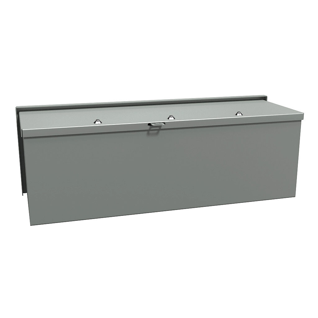 C3RWT824 - Hammond wiring trough, 8 x 8 x 24in (HxDxL), NEMA 3R, wall mount, carbon steel, ANSI 61 gray, powder coat finish, screw cover.