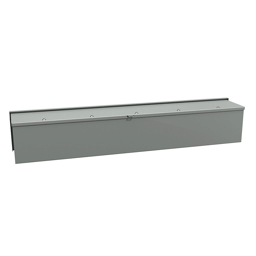 C3RWT848 - Hammond wiring trough, 8 x 8 x 48in (HxDxL), NEMA 3R, wall mount, carbon steel, ANSI 61 gray, powder coat finish, screw cover.