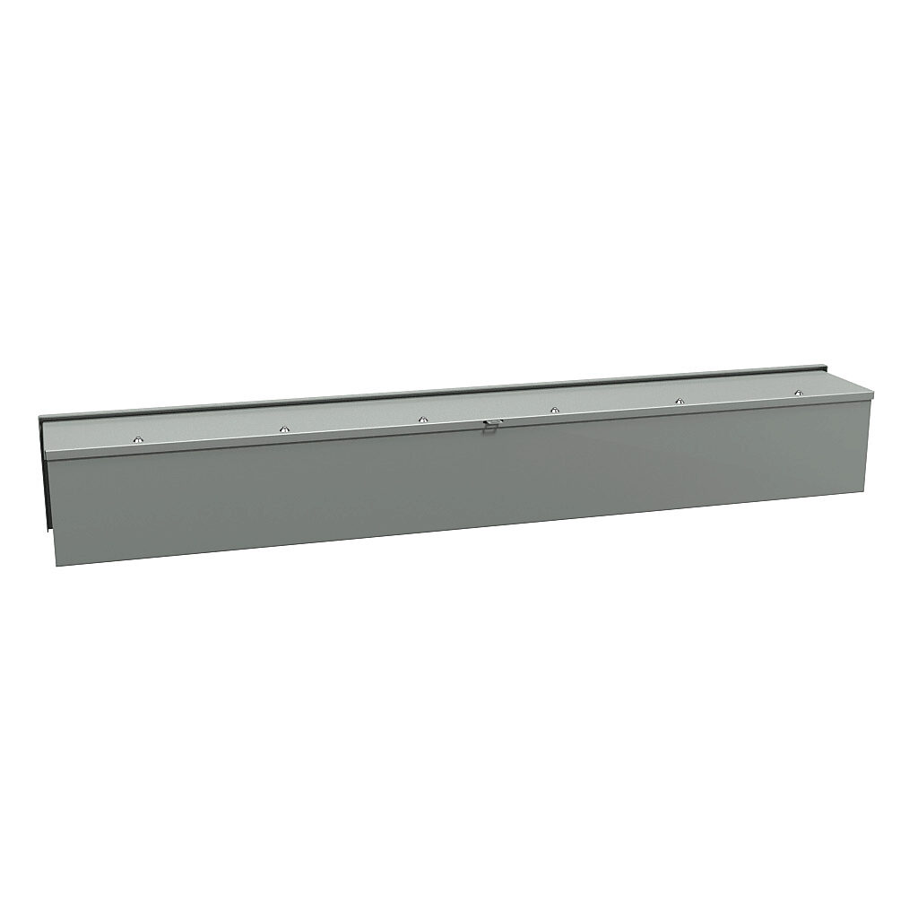 C3RWT860 - Hammond wiring trough, 8 x 8 x 60in (HxDxL), NEMA 3R, wall mount, carbon steel, ANSI 61 gray, powder coat finish, screw cover.