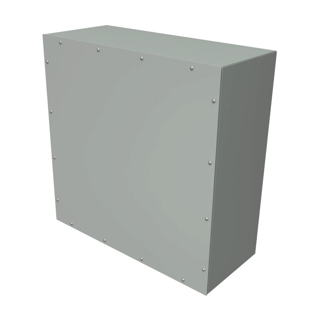 C3SC242410GY - Hammond enclosure, NEMA 3/4/12, 24 x 24 x 10in (HxWxD), wall mount, carbon steel, ANSI 61 gray, powder coat finish, screw cover.