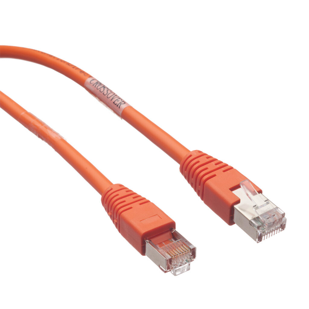 C5E-STPOR-C3 - AutomationDirect Cat5e Ethernet crossover patch cable, STP (overall foil shield), RJ45 male to RJ45 male, 3ft cable length, orange. For use with 10/100 Mbps networks.