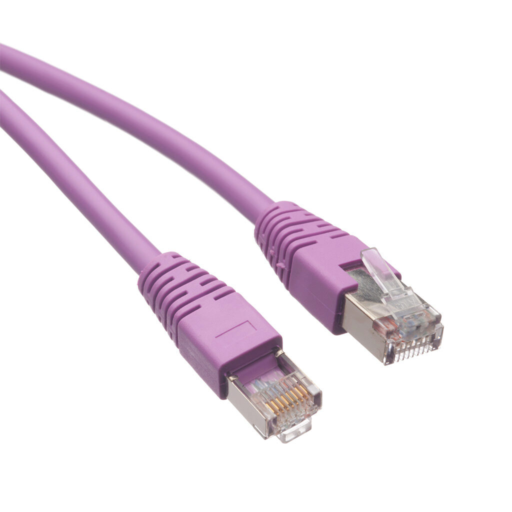 C5E-STPPL-S3 - AutomationDirect Cat5e Ethernet straight-through patch cable, STP (overall foil shield), RJ45 male to RJ45 male, 3ft cable length, purple. For use with 10/100/1000 Mbps networks.