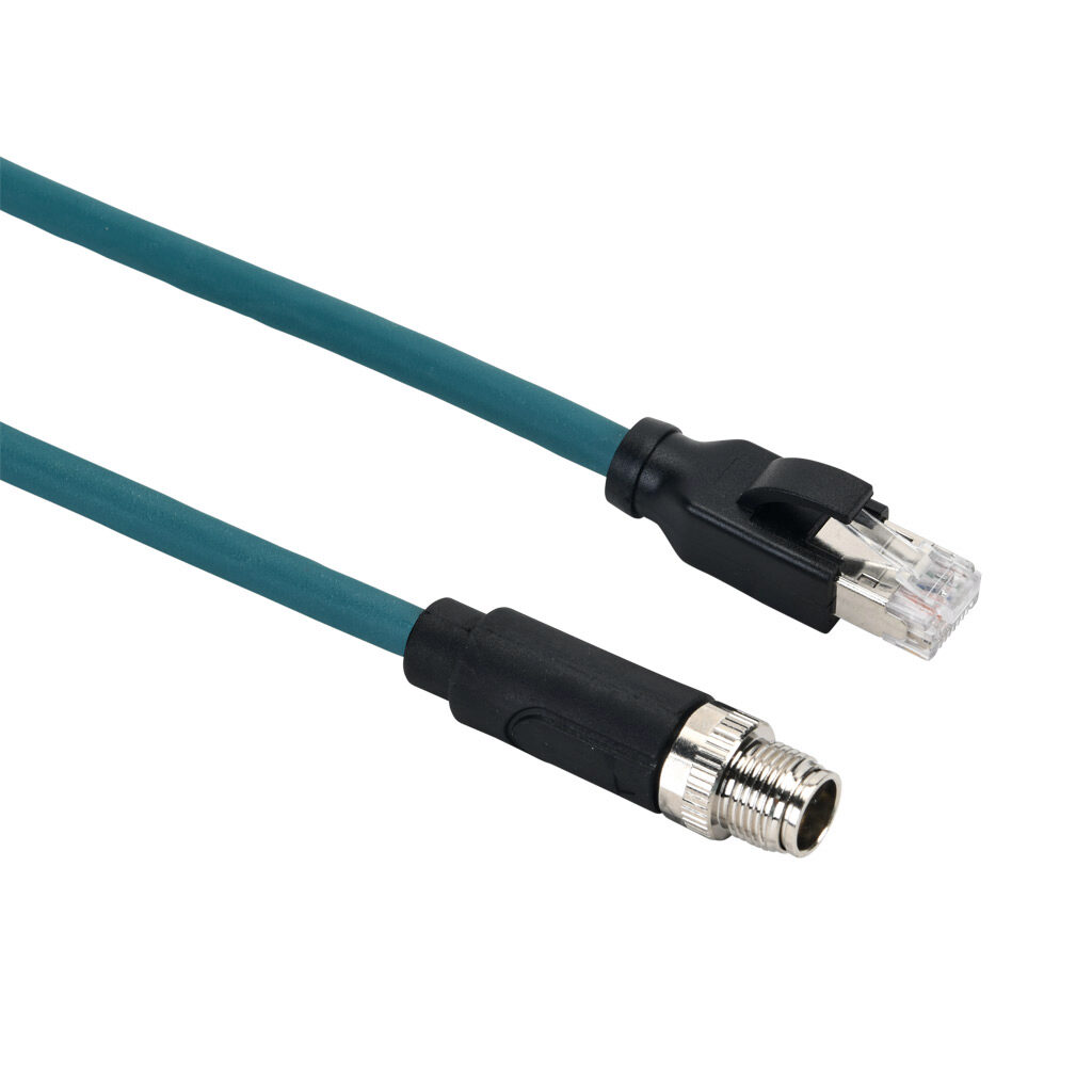 CAB-ETH-X-M03 - Datalogic cable, Ethernet, 8-pin M12 X-coded to RJ45, PVC, 9.8ft/3m cable length.
