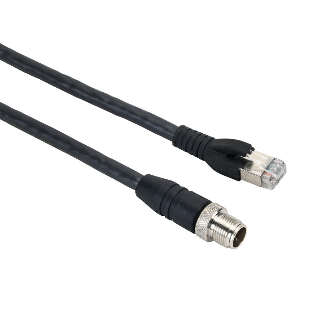 CAB-ETH-X-M05 - Datalogic cable, Ethernet, 8-pin M12 X-coded to RJ45, PVC, 16.4ft/5m cable length.