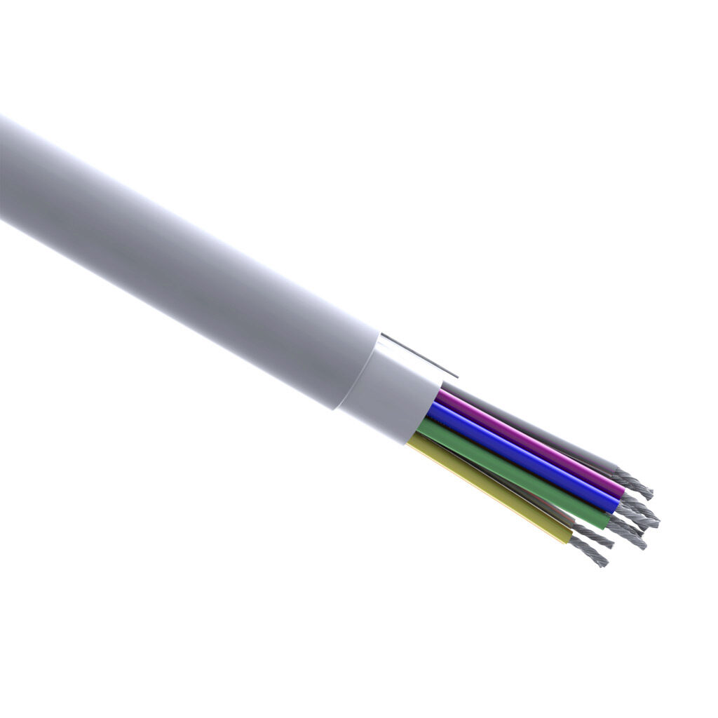 CC600-18-12S-1 - Quabbin flexible control cable, shielded, 12 conductors, 18 AWG, 16-stranded, tinned copper, PVC conductor insulation material, PVC jacket, gray, cut to length.