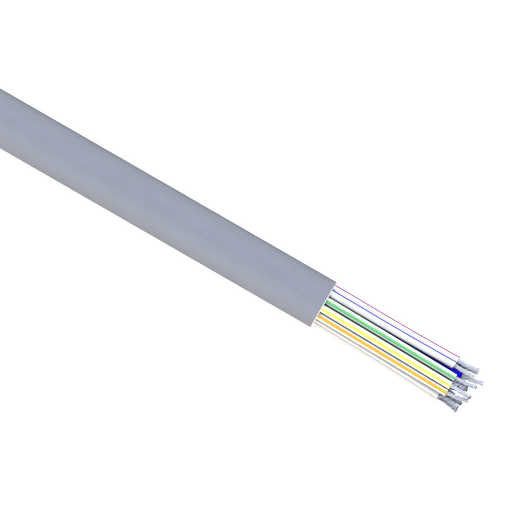 CC600-18-19U-1 - Quabbin control cable, unshielded, 19 conductors, 18 AWG, 16-stranded, tinned copper, PVC conductor insulation material, PVC jacket, gray, cut to length.
