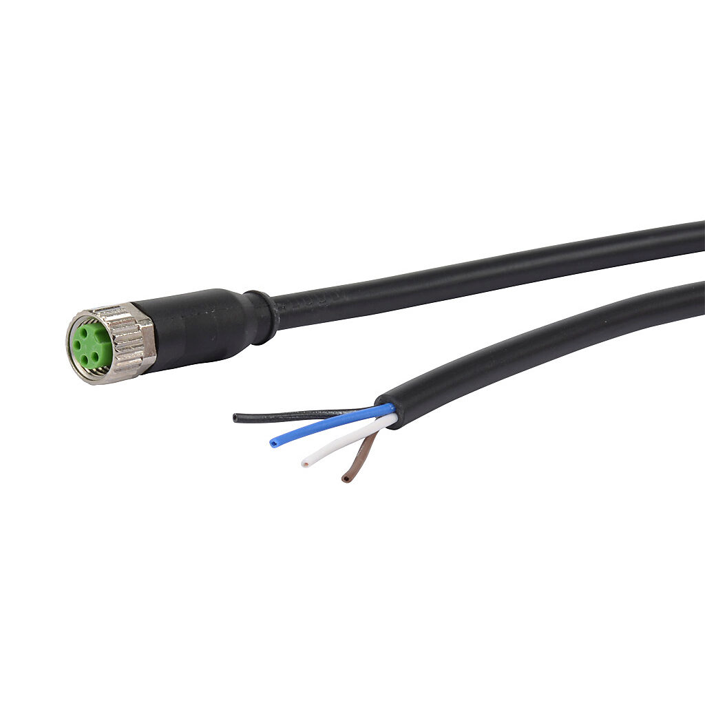 CD08-0G-050-A1 - AutomationDirect connection cable, M8 axial female to pigtail, 4-pole, PVC jacket, black, 16.4ft/5m cable length, IP67, sensor & signal.