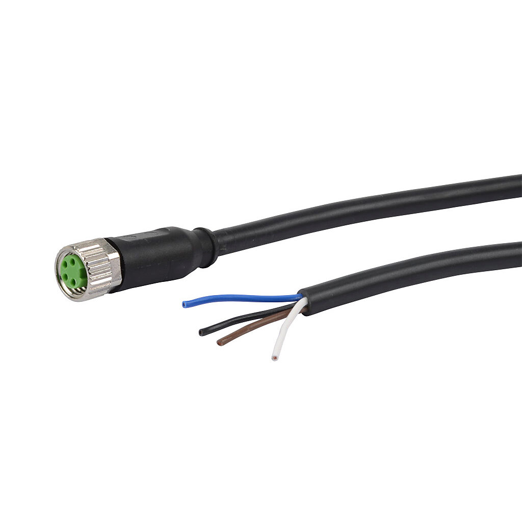 CD08-0G-100-A1 - AutomationDirect connection cable, M8 axial female to pigtail, 4-pole, PVC jacket, black, 32.8ft/10m cable length, IP67, sensor & signal.