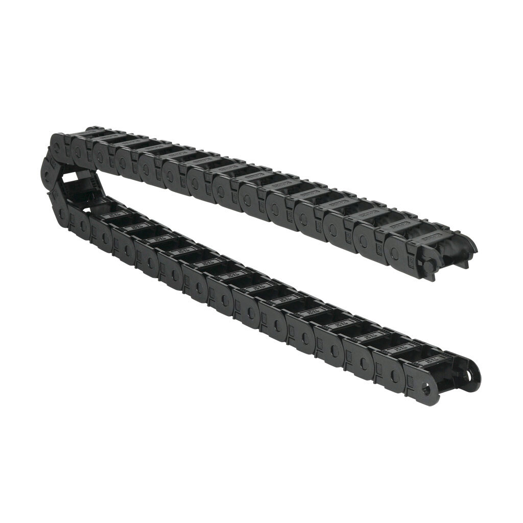 CDC-0.7X1.0R1.1T - Murrplastik MP18 cable drag chain, 0.71in inside height, 0.98in inside width, 1.1in bend radius, outside opening, 1.3in pitch, 3.2ft/1m length, black. Requires CDC-KAZ-0.7X1.0 bracket for mounting.