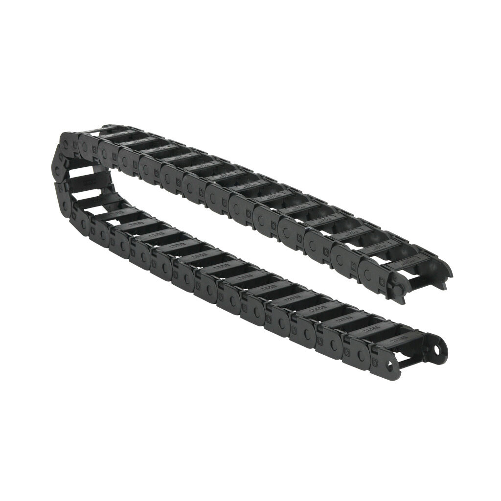 CDC-0.7X1.5R1.5N - Murrplastik MP18 cable drag chain, 0.71in inside height, 1.46in inside width, 1.5in bend radius, inside opening, 1.3in pitch, 3.2ft/1m length, black. Requires CDC-KAZ-0.7X1.5 bracket for mounting.