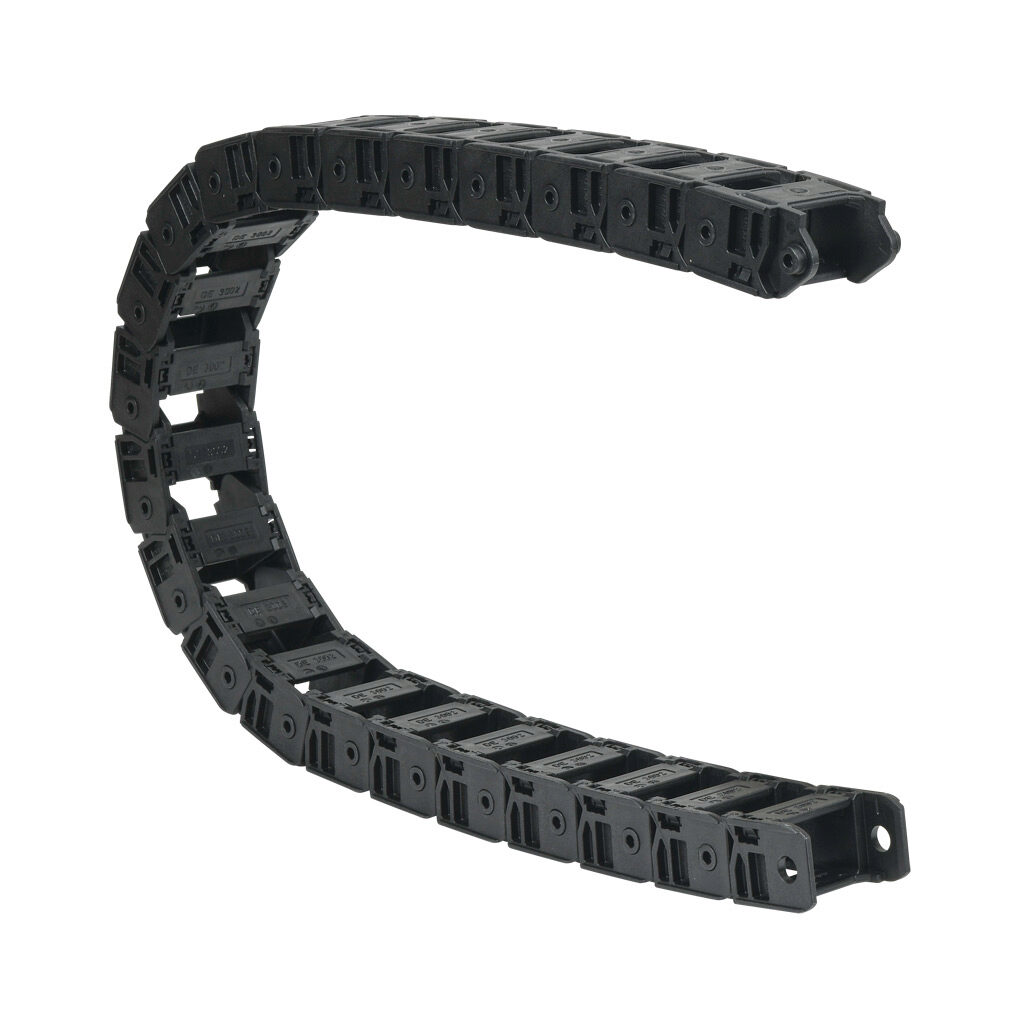CDC-10X15R47N - Murrplastik MP3000 cable drag chain, 1.02in inside height, 1.46in inside width, 4.7in bend radius, inside opening, 1.77in pitch, 3.2ft/1m length, black. Requires CDC-KAZ-10X15 bracket for mounting.