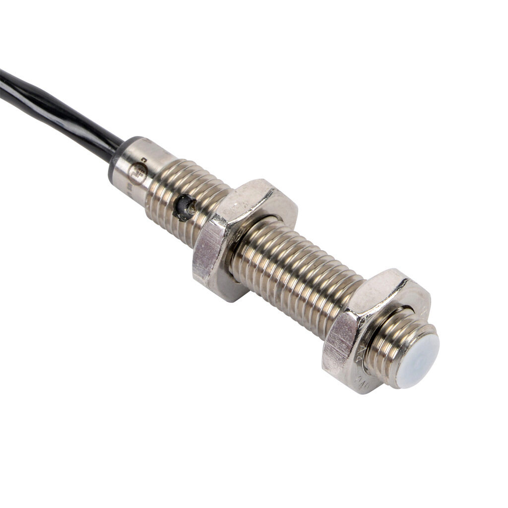CE1-AP-1A - ProSense capacitive proximity sensor, tubular, 8mm diameter x 42mm body, stainless steel housing, PNP, N.O. output, 1.5mm sensing distance, flush, 100 Hz switching frequency, IP65, pigtail.
