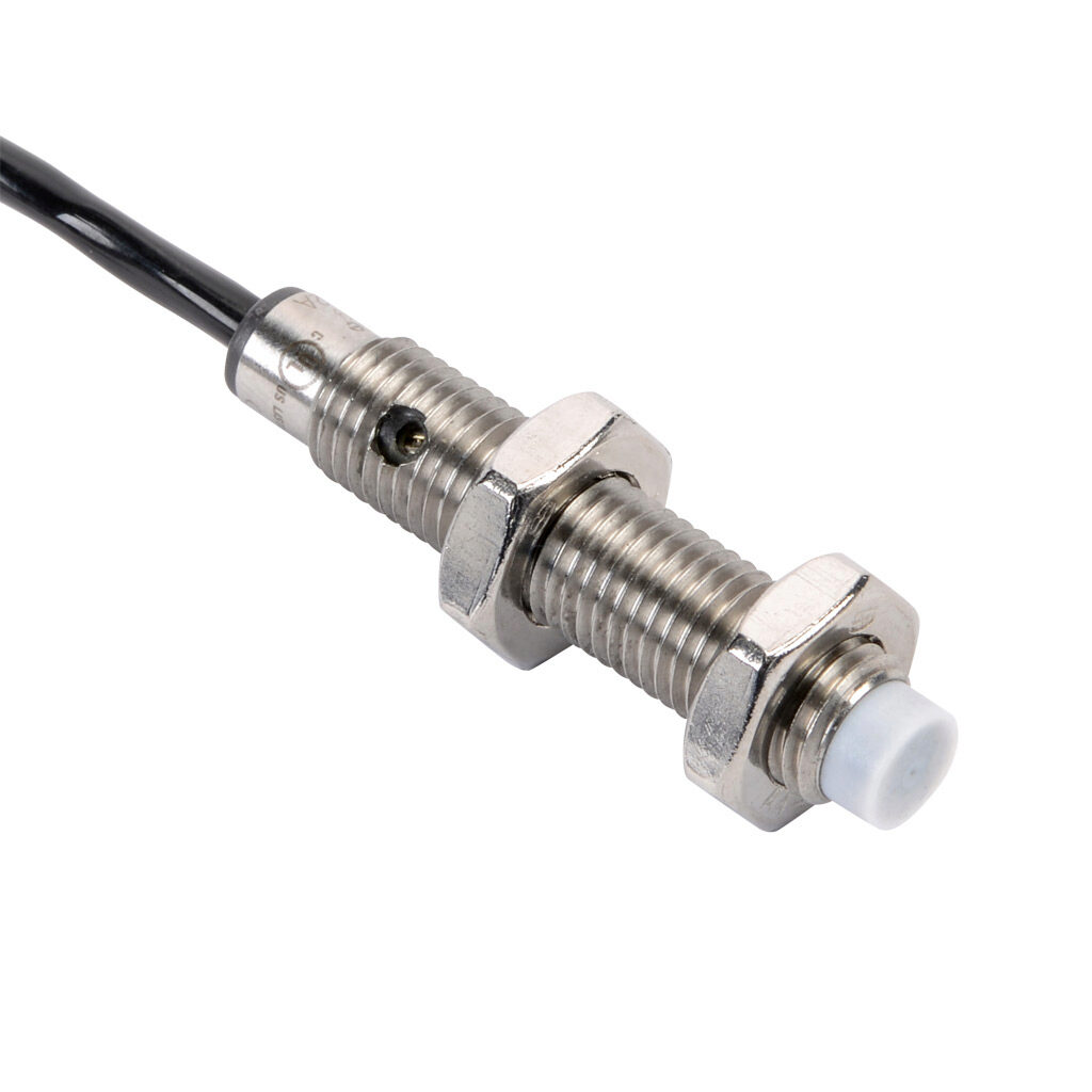 CE1-AP-2A - ProSense capacitive proximity sensor, tubular, 8mm diameter x 42mm body, stainless steel housing, PNP, N.O. output, 3mm sensing distance, non-flush, 100 Hz switching frequency, IP65, pigtail.