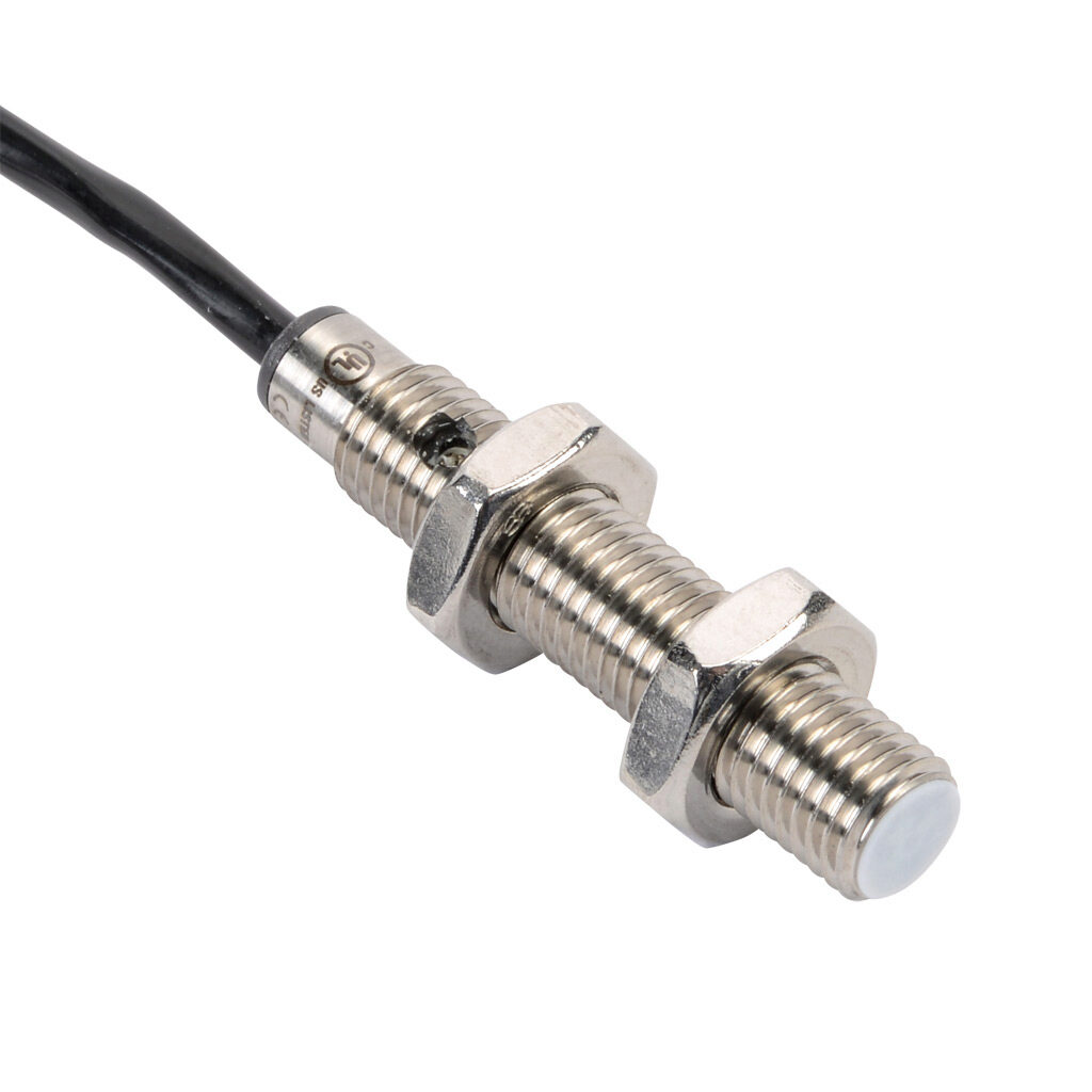 CE1-CP-1A - ProSense capacitive proximity sensor, tubular, 8mm diameter x 42mm body, stainless steel housing, PNP, N.C. output, 1.5mm sensing distance, flush, 100 Hz switching frequency, IP65, pigtail.
