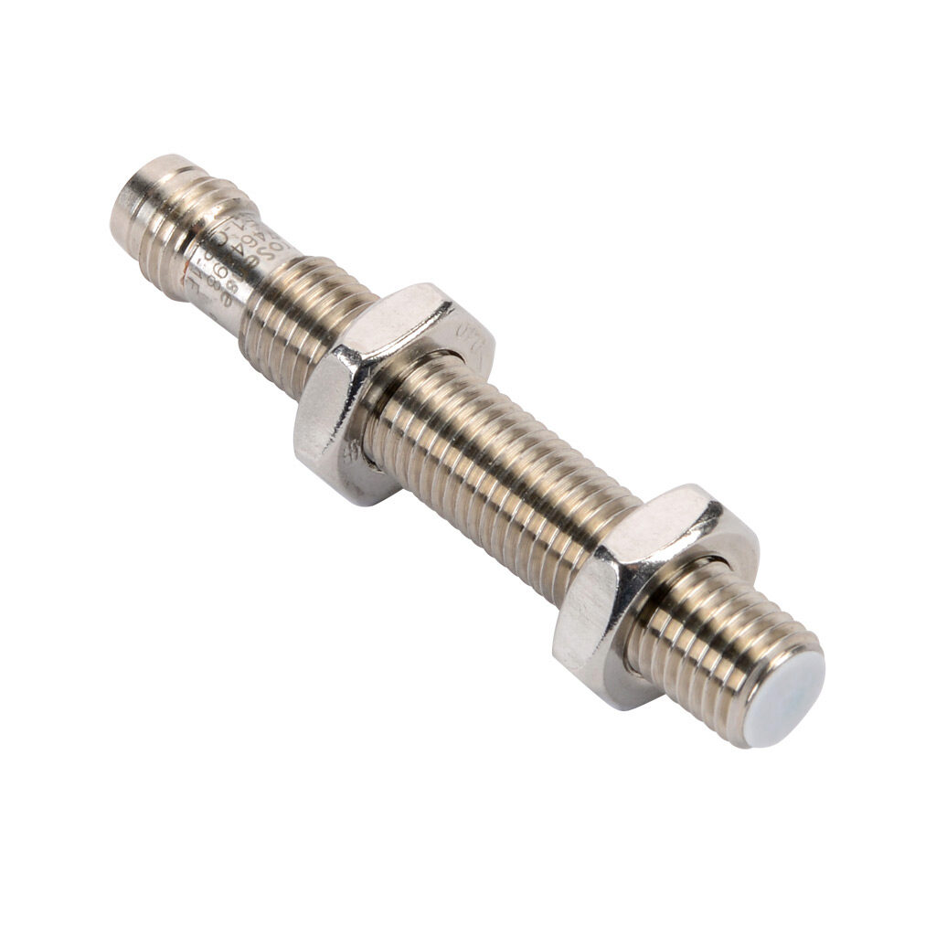 CE1-CP-1F - ProSense capacitive proximity sensor, tubular, 8mm diameter x 54mm body, stainless steel housing, PNP, N.C. output, 1.5mm sensing distance, flush, 100 Hz switching frequency, IP65, 3-pin M8 quick-disconnect.