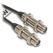 CF-RBA-20 - Micro Detectors optical fiber, plastic, cuttable, through-beam, M7 head, nickel-plated brass, polyethylene jacket, 1200mm sensing distance, 2m length. Package of 2.