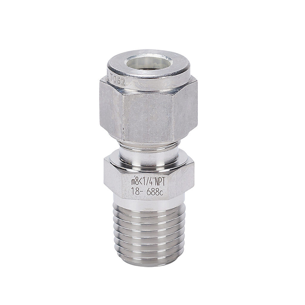 CF08-25N - ProSense compression fitting, stainless steel, 1/4in male NPT process connection. For use with 8mm outside diameter sensor probes.