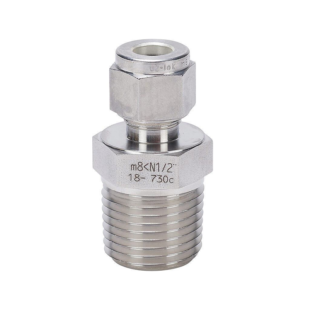 CF08-50N - ProSense compression fitting, stainless steel, 1/2in male NPT process connection. For use with 8mm outside diameter sensor probes.
