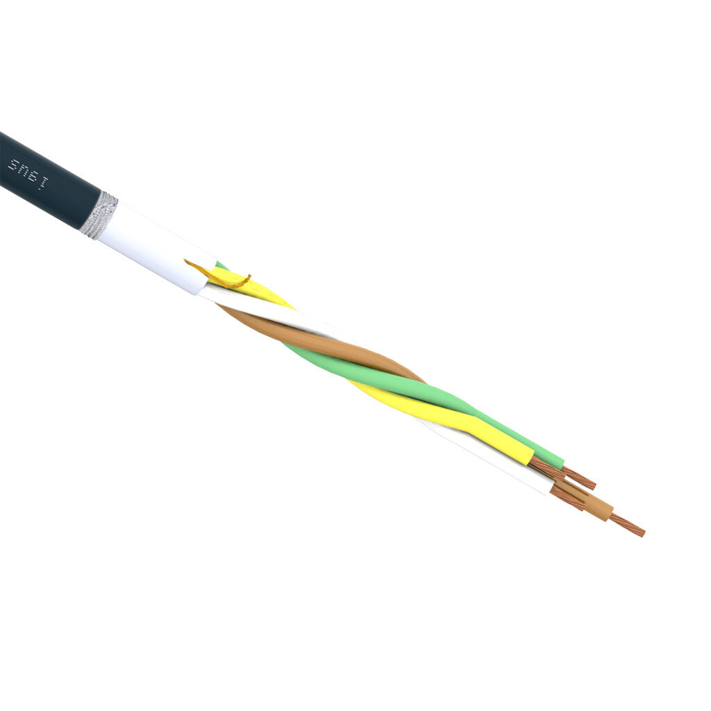 CF10-UL-05-04-1 - igus continuous flexing control cable, shielded, 4 conductors (includes ground), 20 AWG (0.50mm2), bare copper, TPE conductor insulation material, black with white numbers and green/yellow ground, TPE jacket, gray, cut to length.