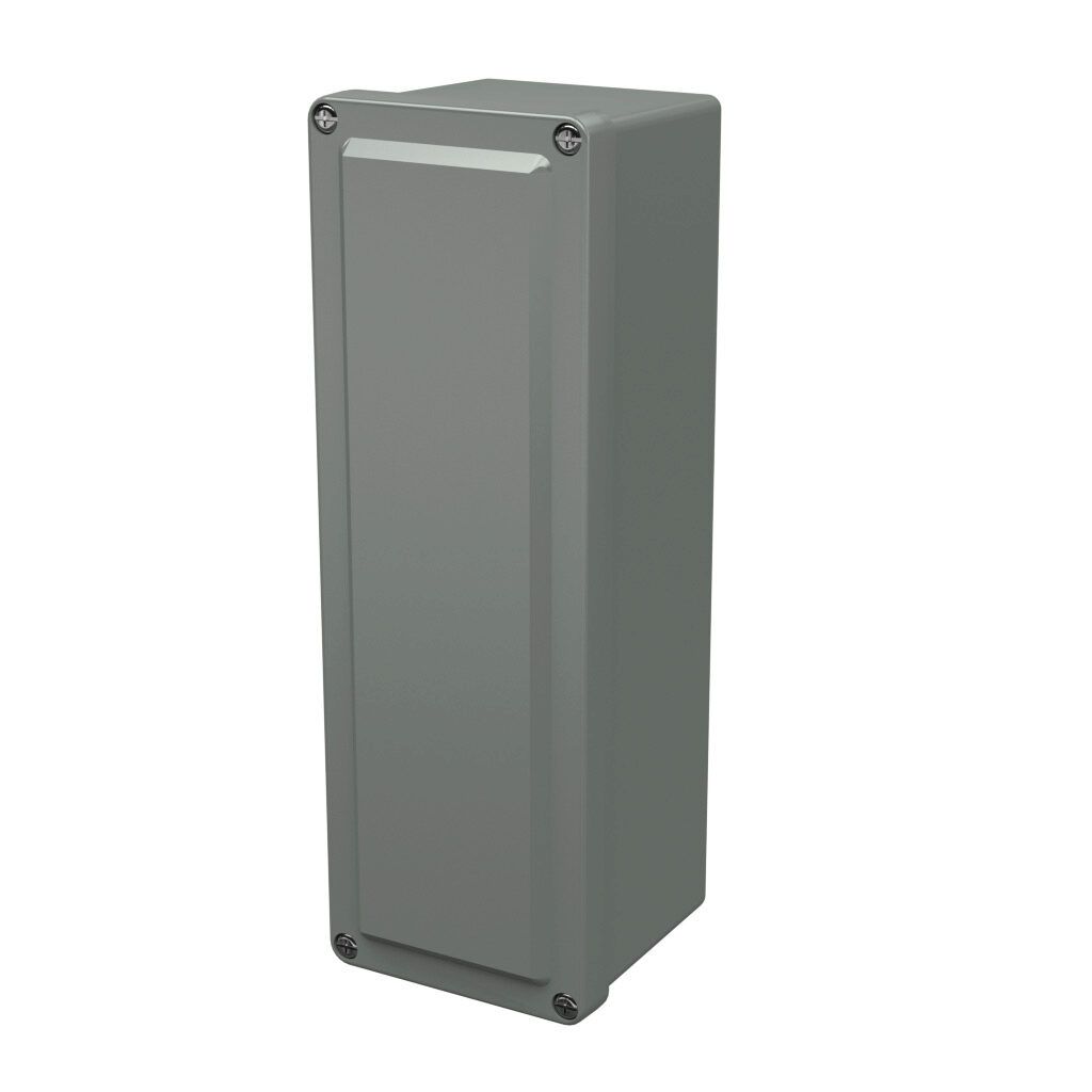CF1144 - Stahlin CF series pushbutton enclosure, blank cover, NEMA 1/3R/4X/6P/12, 11 x 4 x 4in (HxWxD), wall mount, fiberglass reinforced polyester, gray, crowned screw cover.
