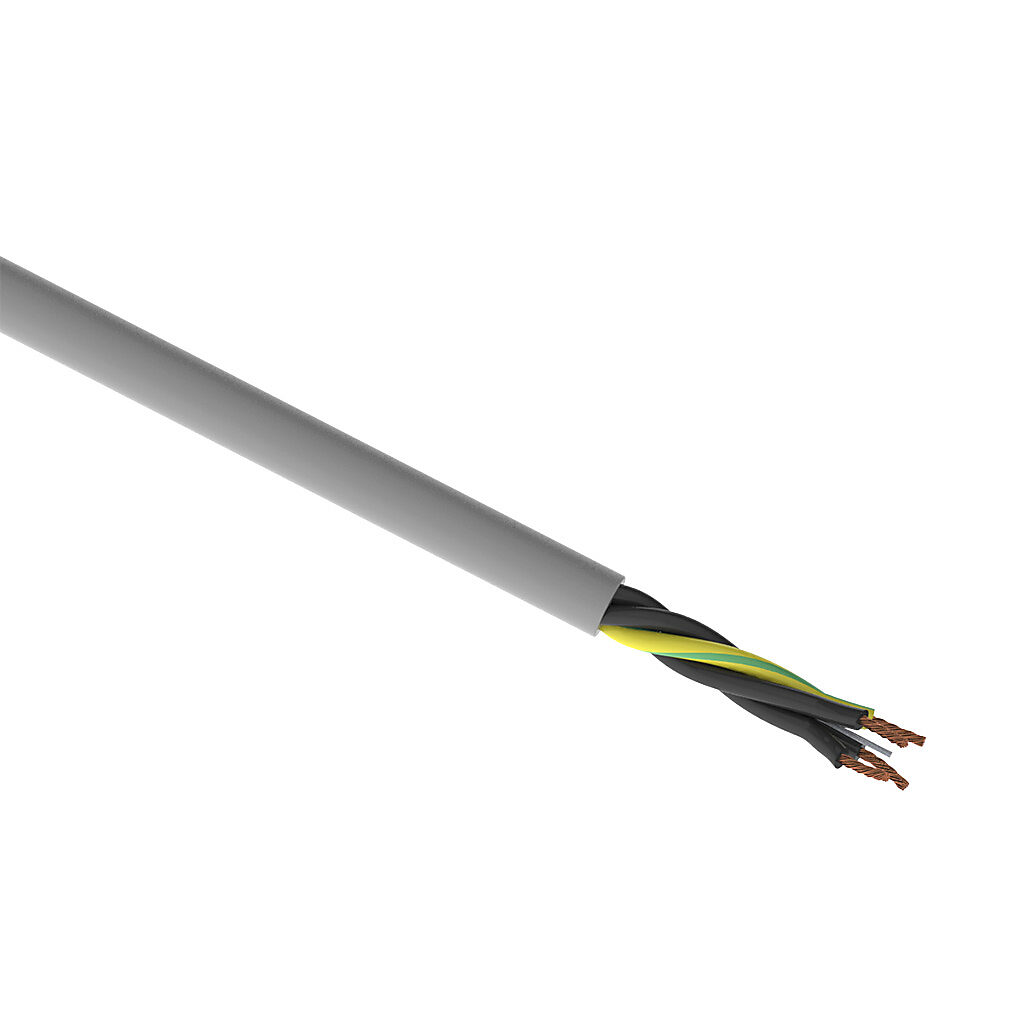 CF130US-07-04-1 - igus continuous flexing control cable, unshielded, 4 conductors (includes ground), 18 AWG (0.75mm2), bare copper, PVC/Nylon conductor insulation material, black with white numbers and green/yellow ground, PVC jacket, gray, cut to...