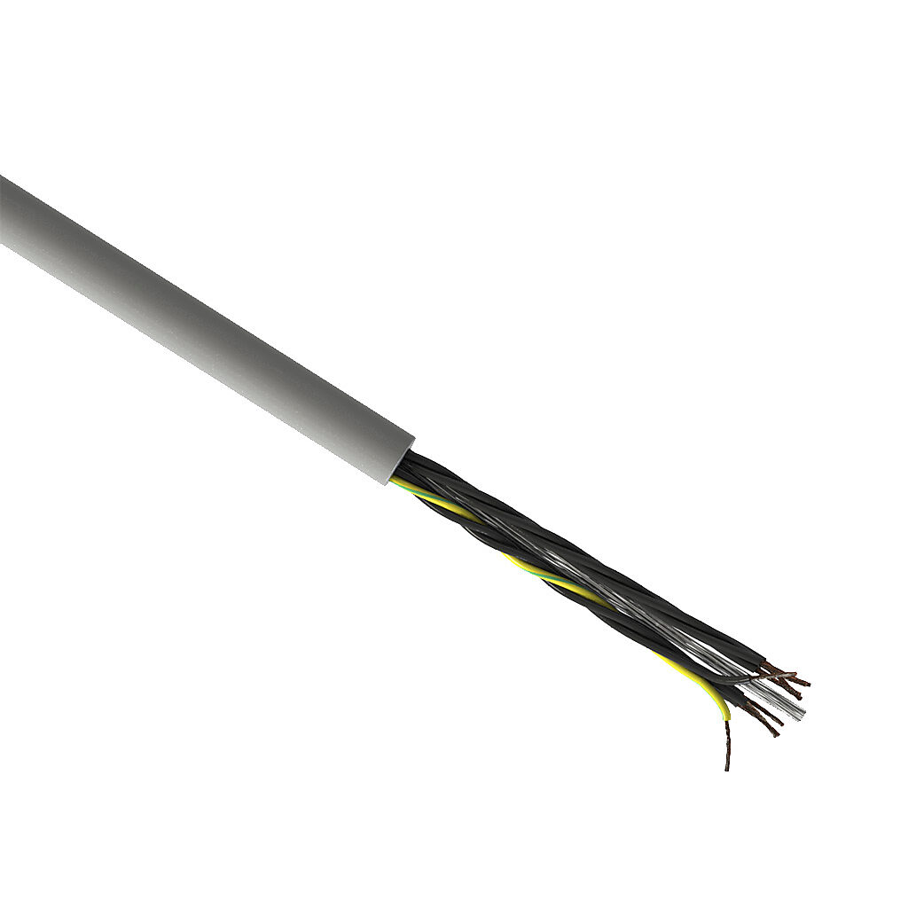 CF130US-07-12-1 - igus continuous flexing control cable, unshielded, 12 conductors (includes ground), 18 AWG (0.75mm2), bare copper, PVC/Nylon conductor insulation material, black with white numbers and green/yellow ground, PVC jacket, gray, cut t...