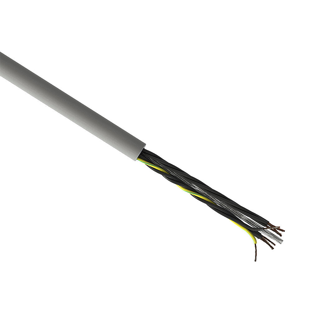 CF130US-15-12-1 - igus continuous flexing control cable, unshielded, 12 conductors (includes ground), 16 AWG (1.50mm2), bare copper, PVC/Nylon conductor insulation material, black with white numbers and green/yellow ground, PVC jacket, gray, cut t...