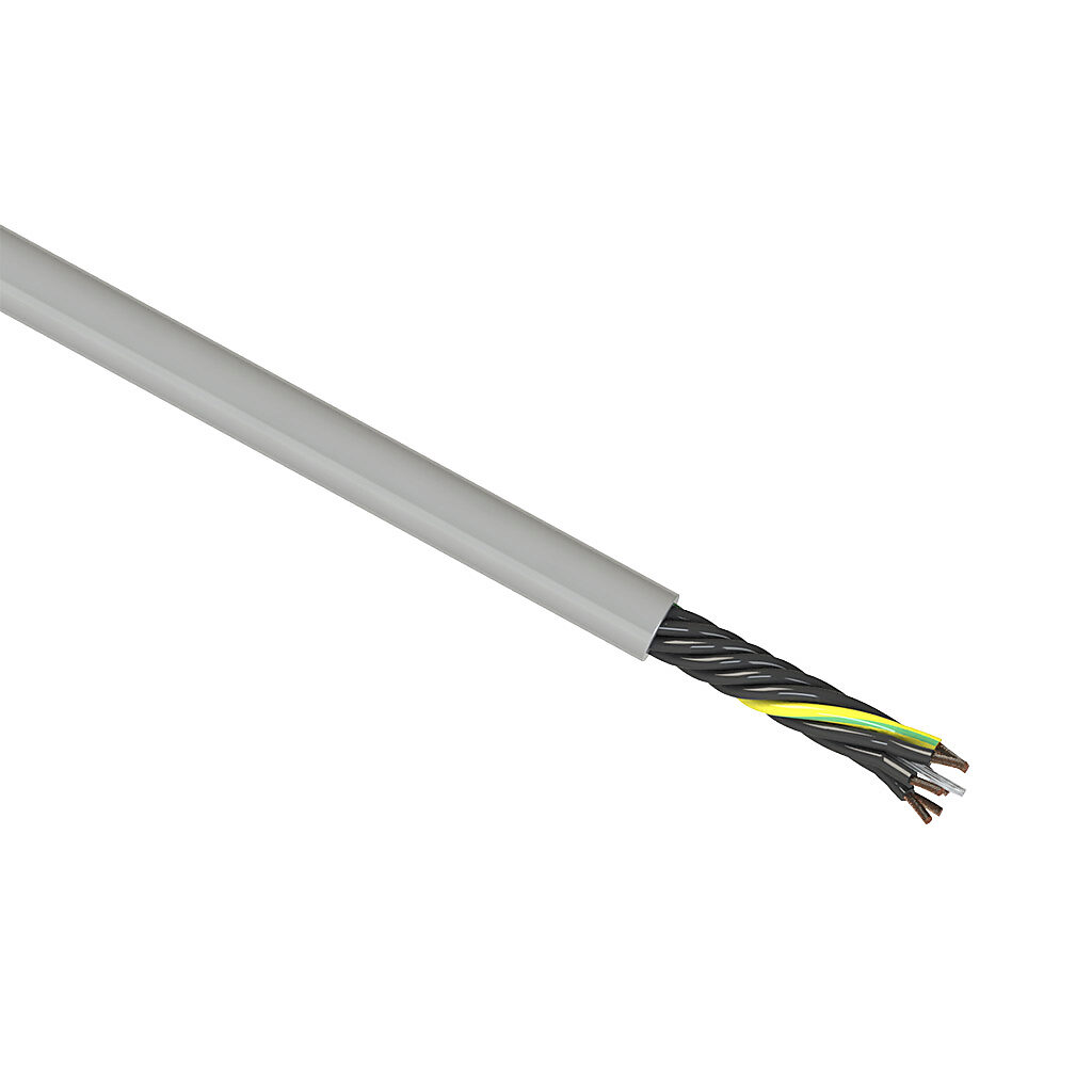 CF130US-25-07-1 - igus continuous flexing control cable, unshielded, 7 conductors (includes ground), 14 AWG (2.50mm2), bare copper, PVC/Nylon conductor insulation material, black with white numbers and green/yellow ground, PVC jacket, gray, cut to...