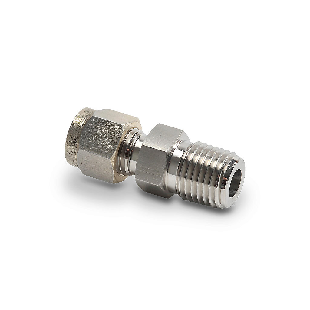 CF14-25N - ProSense compression fitting, 316 stainless steel, 1/4in male NPT process connection. For use with 1/4in outside diameter temperature probes. Stainless steel ferrule included.