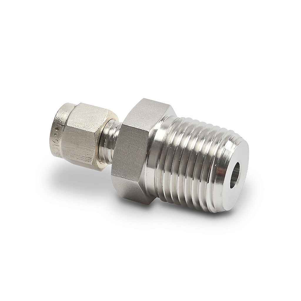 CF14-50N - ProSense compression fitting, 316 stainless steel, 1/2in male NPT process connection. For use with 1/4in outside diameter temperature probes. Stainless steel ferrule included.
