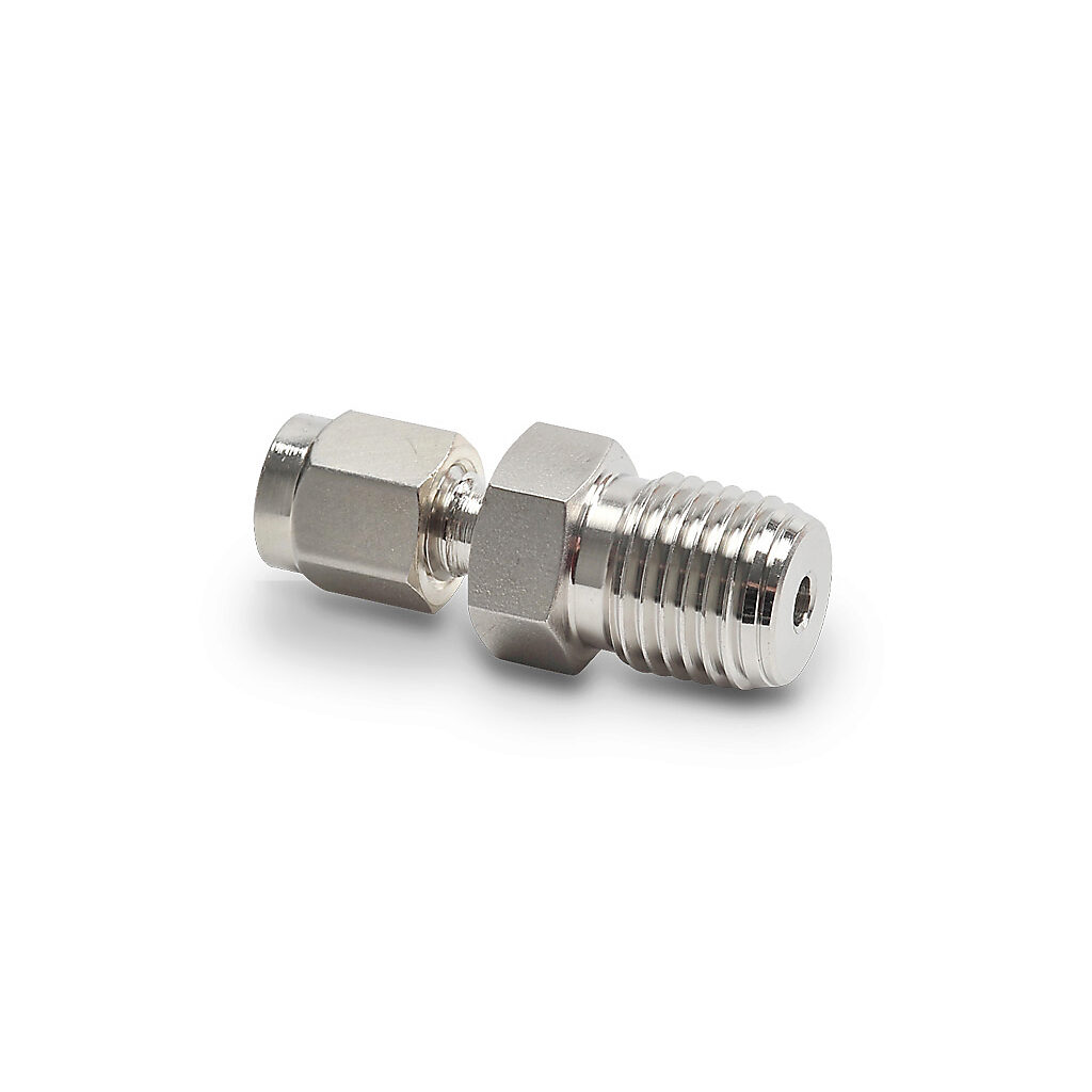 CF18-25N - ProSense compression fitting, 316 stainless steel, 1/4in male NPT process connection. For use with 1/8in outside diameter temperature probes. Stainless steel ferrule included.