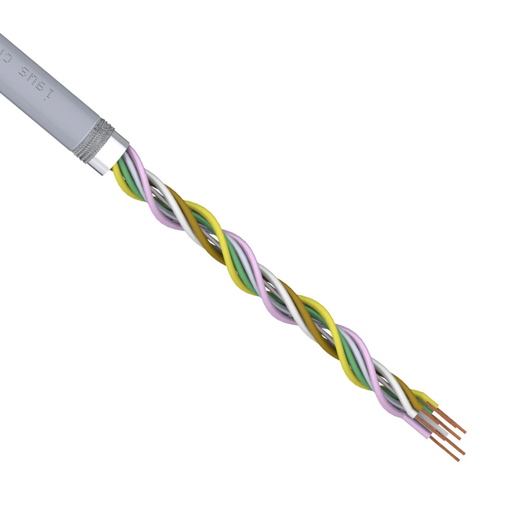 CF211-05-03-02-1 - igus continuous flexing control and signal cable, shielded, AWM, 3 twisted pairs, 20 AWG (0.50mm2), bare copper, TPE conductor insulation material, pair 1: white and brown, pair 2: green and yellow and pair 3: grey and pink, PVC...