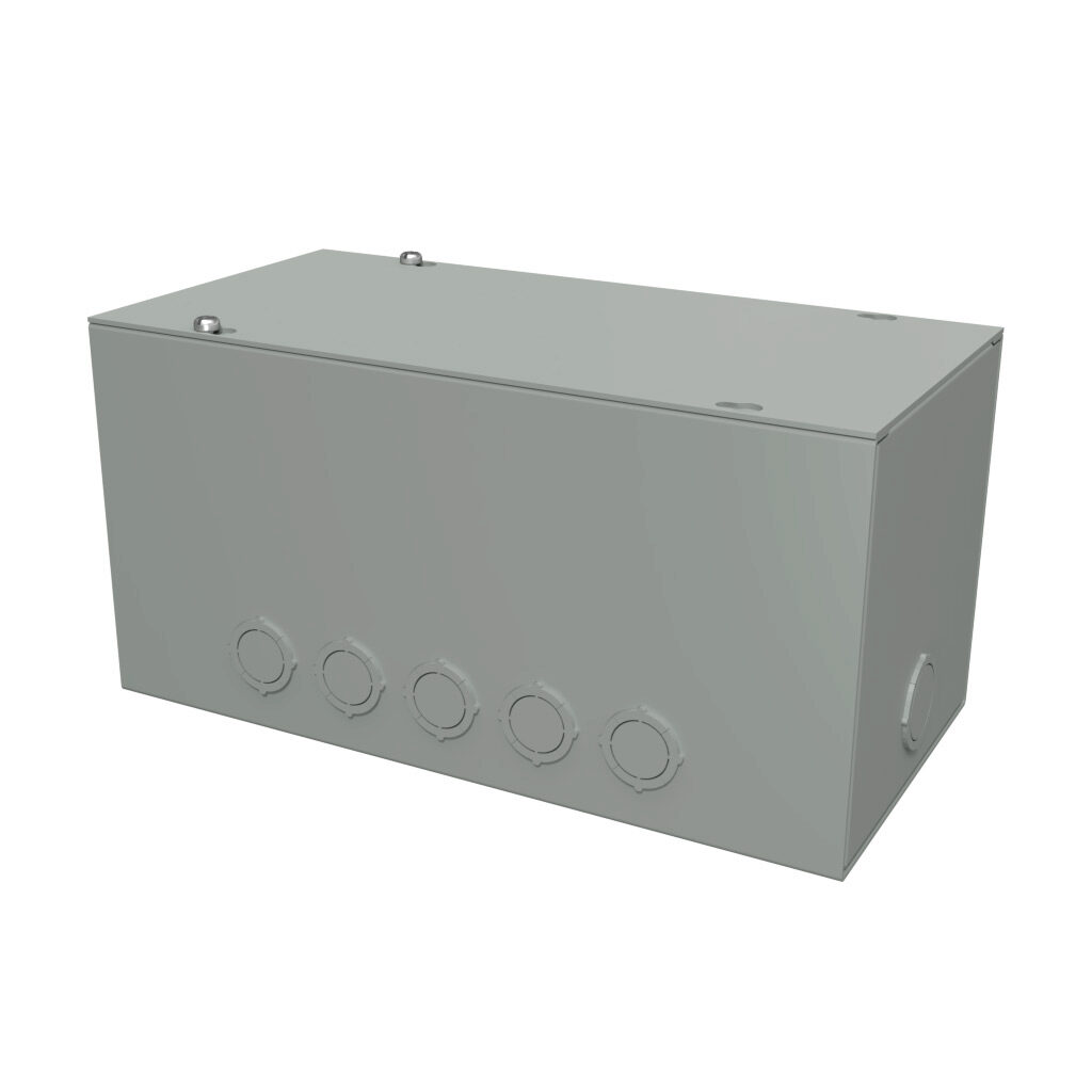 CGT1266 - Hammond wiring trough, 6 x 6 x 12in (HxDxL), NEMA 1, carbon steel, ANSI 61 gray, powder coat finish, screw cover.