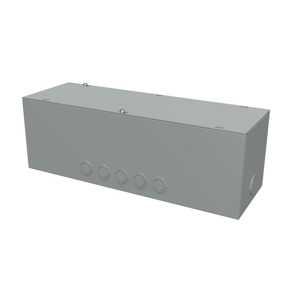 CGT1866 - Hammond wiring trough, 6 x 6 x 18in (HxDxL), NEMA 1, carbon steel, ANSI 61 gray, powder coat finish, screw cover.