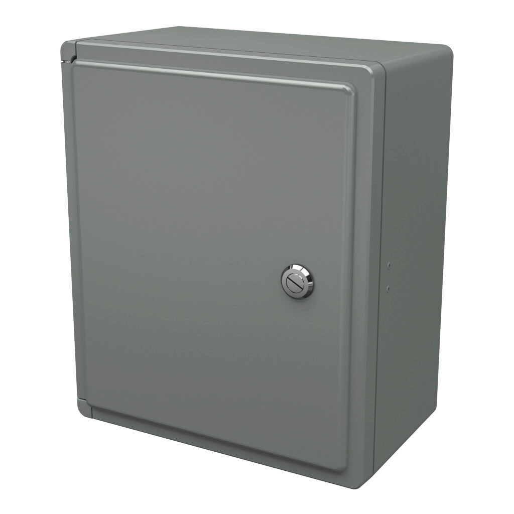 CL1311HL - Stahlin Classic series enclosure, NEMA 1/3/3S/3R/4X/12, 13 x 11 x 6in (HxWxD), wall mount, fiberglass reinforced polyester, gray, crowned single-door, 1/4-turn flush-mount latch.