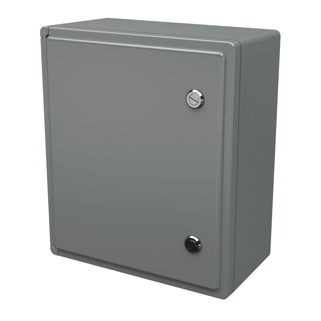 CL1513HL - Stahlin Classic series enclosure, NEMA 1/3/3S/3R/4X/12, 15 x 13 x 7in (HxWxD), wall mount, fiberglass reinforced polyester, gray, crowned single-door, 1/4-turn flush-mount latch.