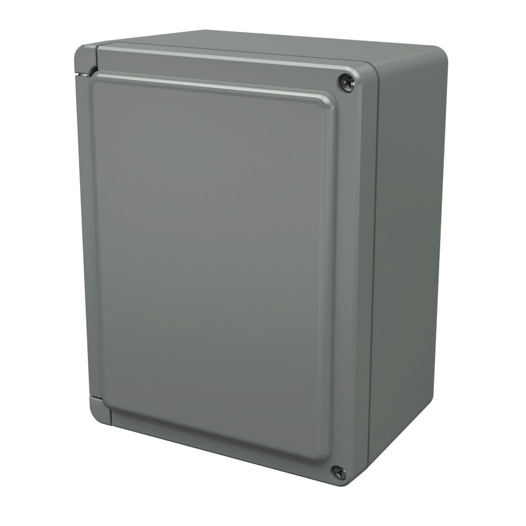 CL907HW - Stahlin Classic series enclosure, NEMA 1/3/3S/3R/4X/12, 9 x 7 x 5in (HxWxD), wall mount, fiberglass reinforced polyester, gray, crowned hinged screw cover.