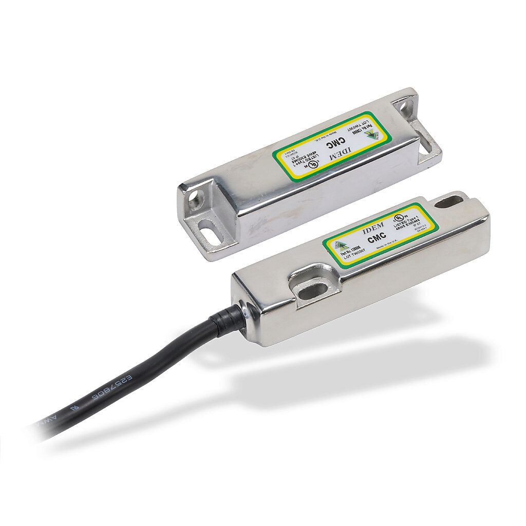 CMC-138006 - IDEM safety switch set, non-contact coded magnetic, (2) N.C. safety output(s), (1) N.O. monitoring output(s), 316 stainless steel housing, 83 x 20mm, pigtail, 16.4ft/5m cable length.