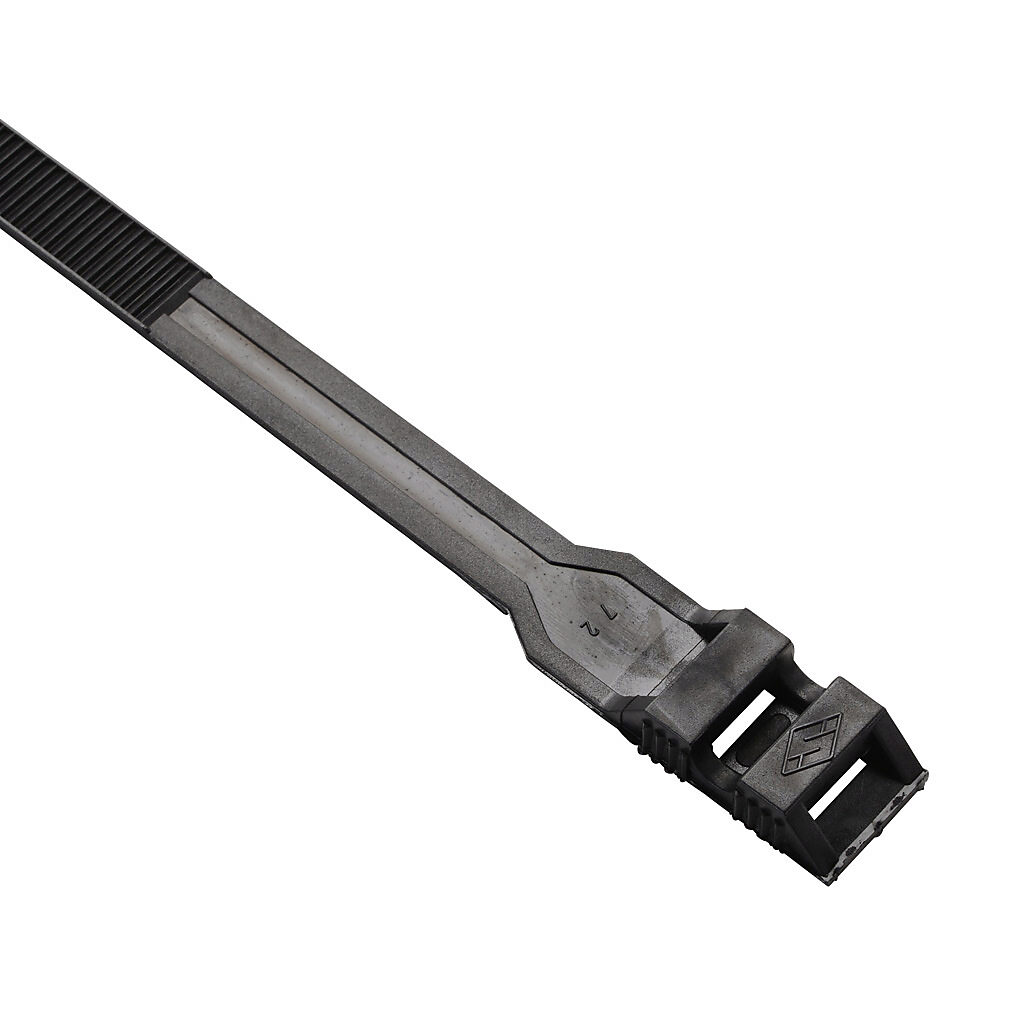 COL.3.322 - SapiSelco COLL series collar double head cable tie, general purpose, nylon 6.6, 14.17in length, 0.35in width, 88lb tensile strength, 3.66in maximum bundle diameter, black. Package of 100.