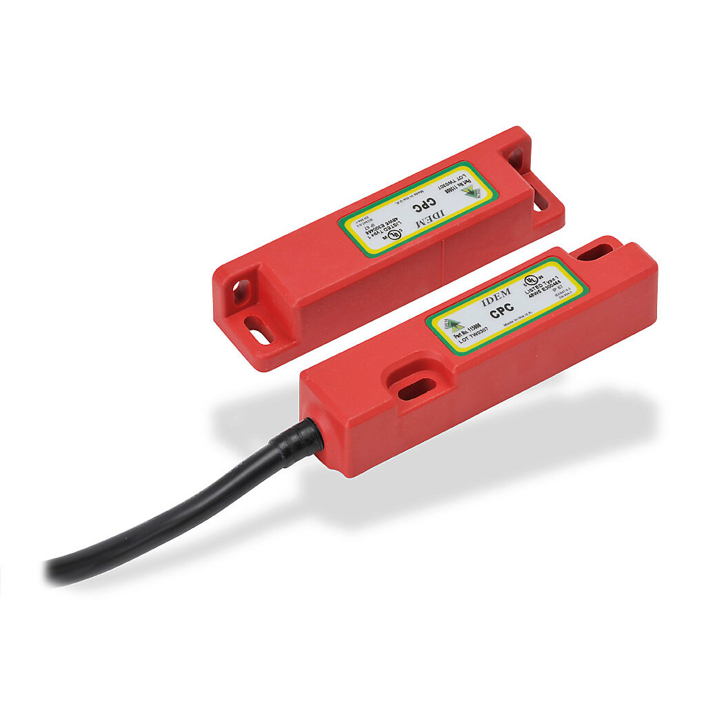CPC-115006 - IDEM safety switch set, non-contact coded magnetic, (2) N.C. safety output(s), (1) N.O. monitoring output(s), plastic housing, 83 x 20mm, pigtail, 16.4ft/5m cable length.