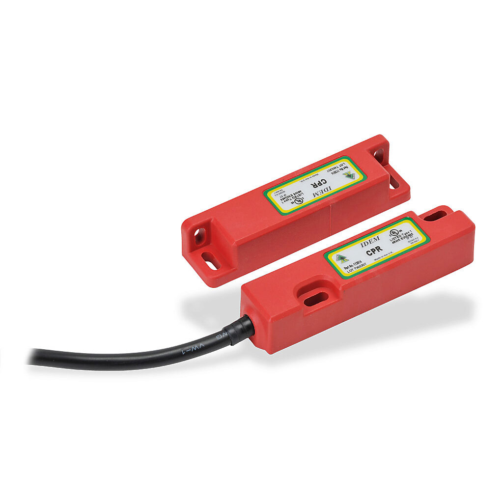 CPR-113014 - IDEM safety switch set, non-contact magnetic, (1) N.C. safety output(s), (1) N.O. monitoring output(s), plastic housing, 83 x 20mm, pigtail, 16.4ft/5m cable length.