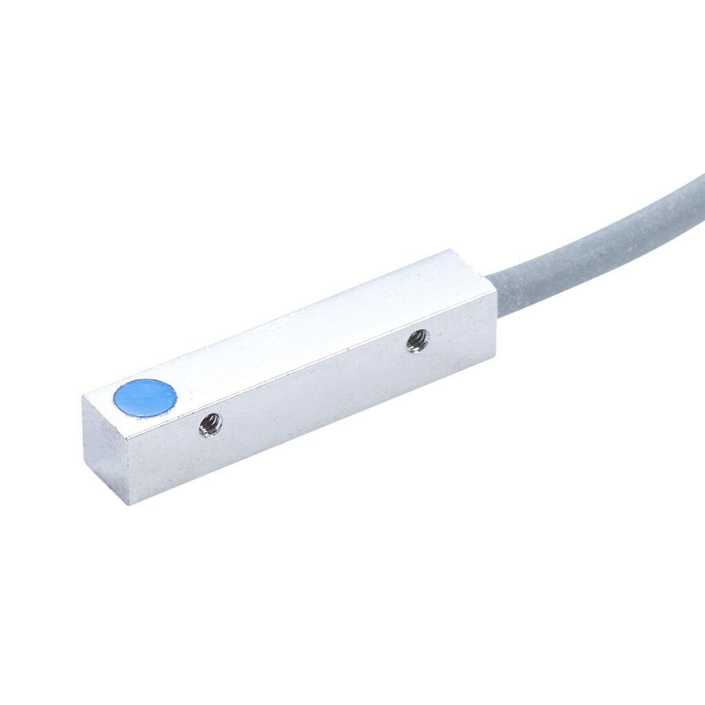 CR5-AN-2A - AutomationDirect inductive proximity sensor, rectangular, 5 x 5 x 25mm body, nickel-plated brass housing, NPN, N.O. output, 1.5mm sensing distance, flush, 3 kHz switching frequency, IP67, pigtail.