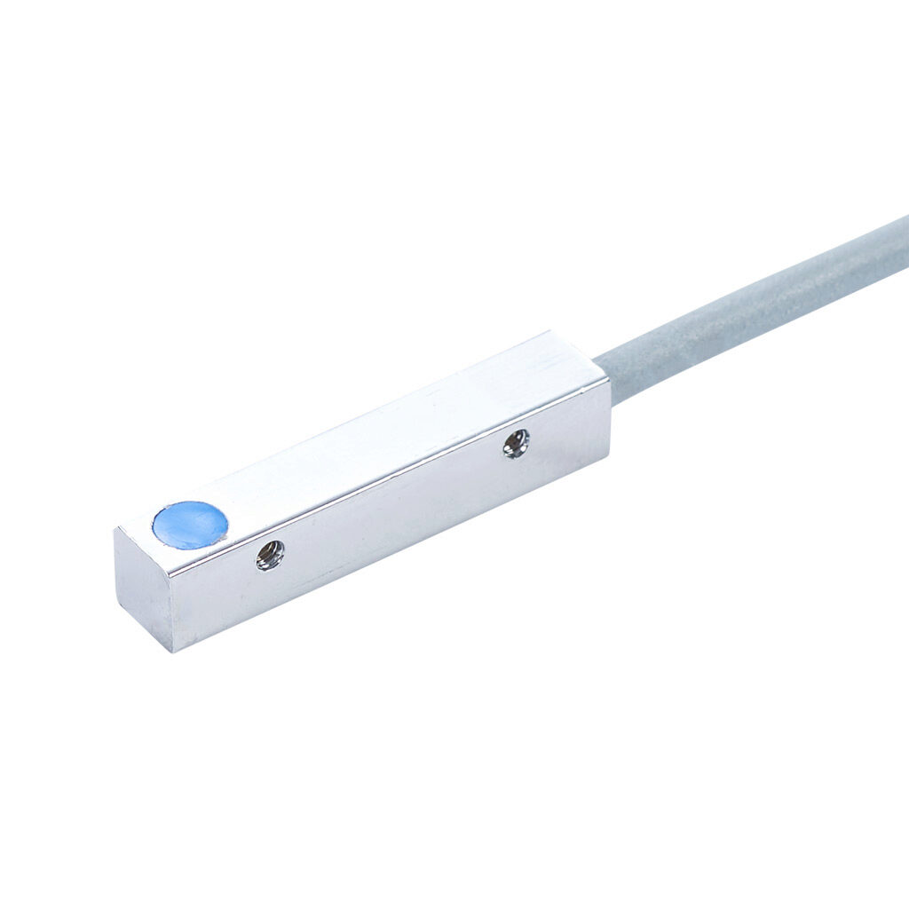 CR5-AN-2F - AutomationDirect inductive proximity sensor, rectangular, 5 x 5 x 25mm body, nickel-plated brass housing, NPN, N.O. output, 1.5mm sensing distance, flush, 3 kHz switching frequency, IP67, 3-pin M8 quick-disconnect.