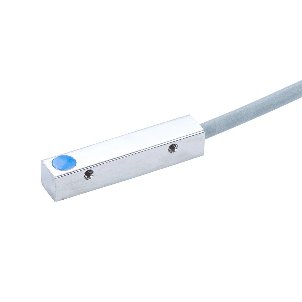 CR5-AP-1F - AutomationDirect inductive proximity sensor, rectangular, 5 x 5 x 25mm body, nickel-plated brass housing, PNP, N.O. output, 0.8mm sensing distance, flush, 5 kHz switching frequency, IP67, 3-pin M8 quick-disconnect.