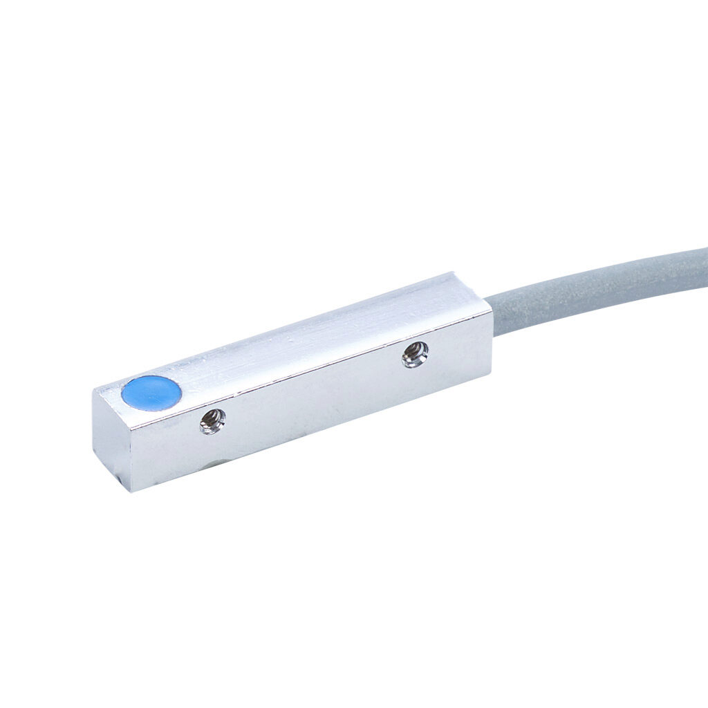 CR5-AP-2A - AutomationDirect inductive proximity sensor, rectangular, 5 x 5 x 25mm body, nickel-plated brass housing, PNP, N.O. output, 1.5mm sensing distance, flush, 3 kHz switching frequency, IP67, pigtail.