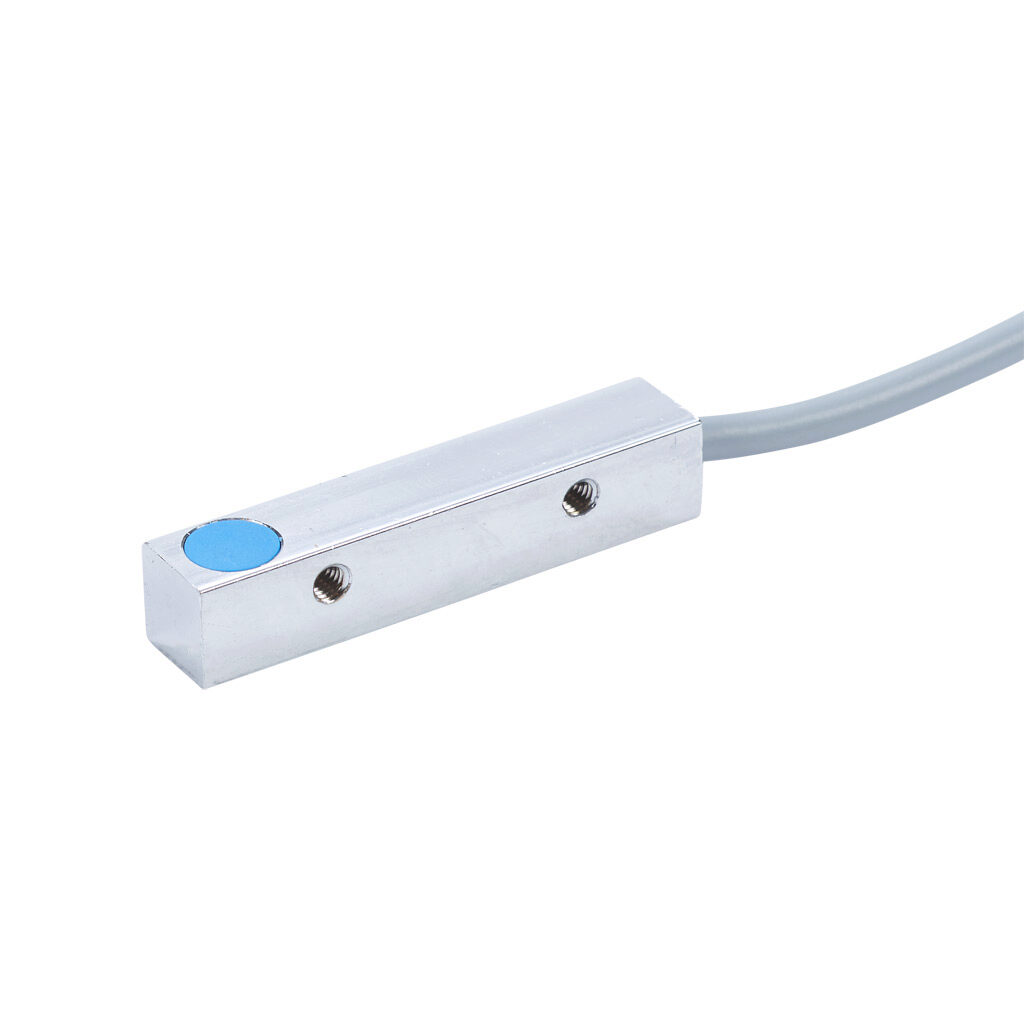 CR8-AN-3A - AutomationDirect inductive proximity sensor, rectangular, 8 x 8 x 40mm body, nickel-plated brass housing, NPN, N.O. output, 3mm sensing distance, semi-flush, 1 kHz switching frequency, IP67, pigtail.