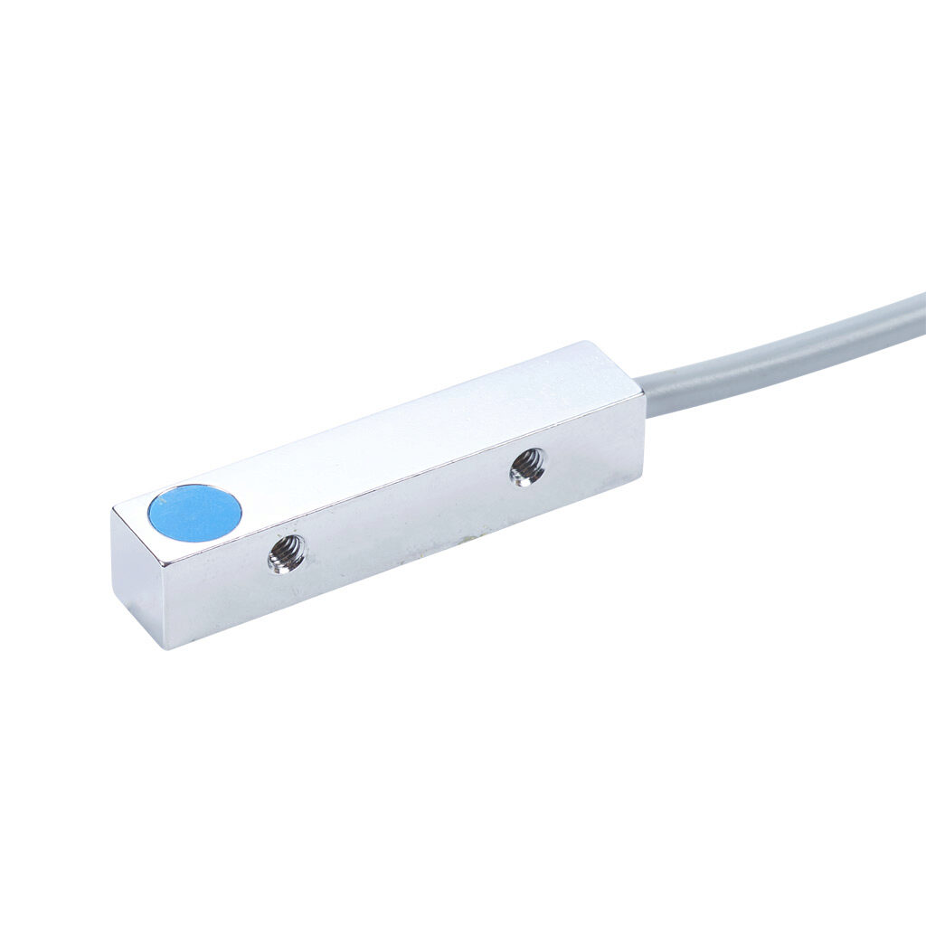 CR8-AP-3A - AutomationDirect inductive proximity sensor, rectangular, 8 x 8 x 40mm body, nickel-plated brass housing, PNP, N.O. output, 3mm sensing distance, semi-flush, 1 kHz switching frequency, IP67, pigtail.