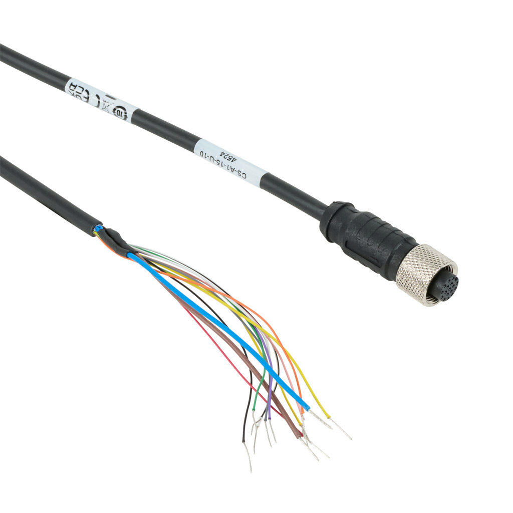 CS-A1-15-U-10 - Datalogic cable, connection, 17-pin M12 female quick-disconnect to pigtail, PVC, 32.8ft/10m cable length.