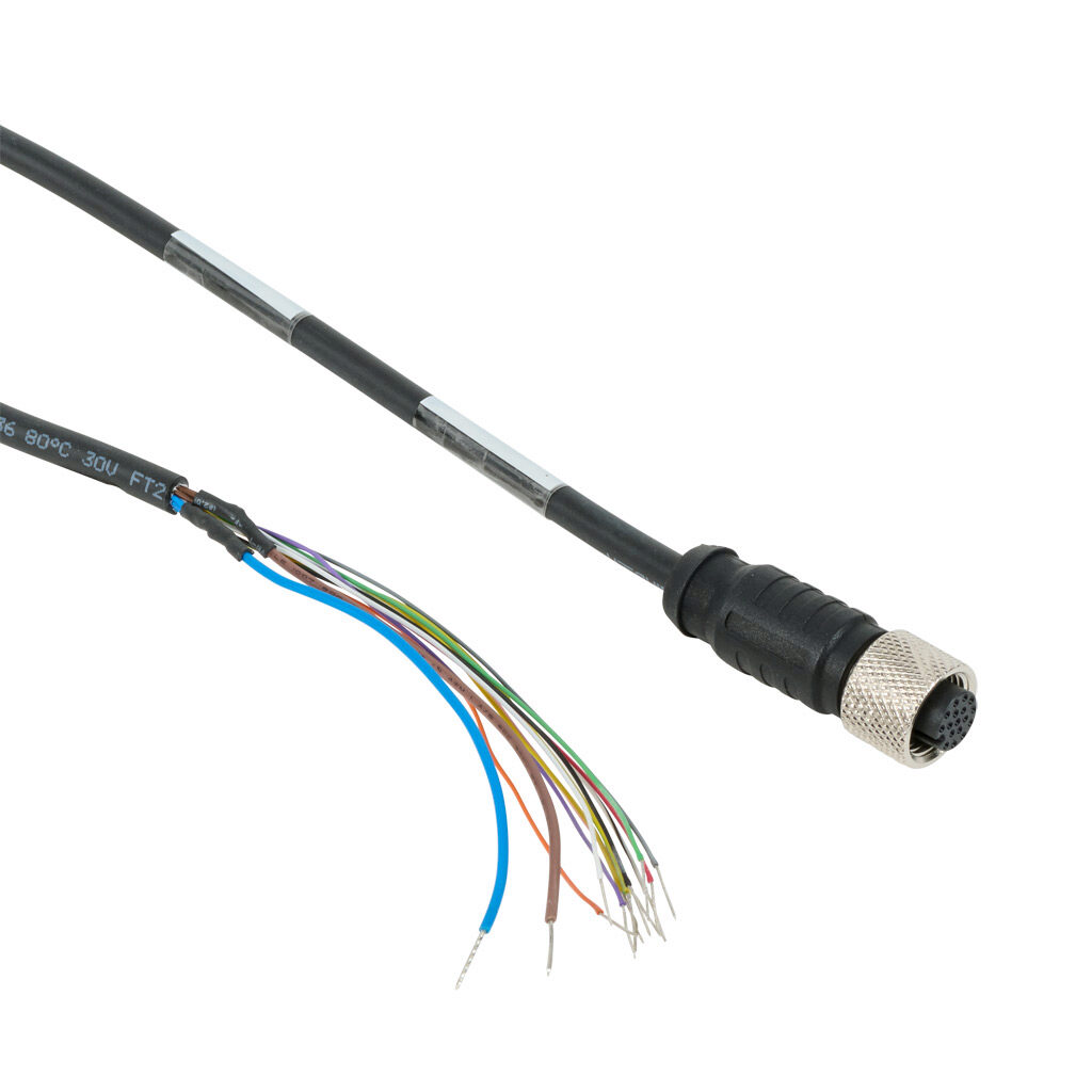 CS-A1-15-U-15 - Datalogic cable, connection, 17-pin M12 female quick-disconnect to pigtail, PVC, 49.2ft/15m cable length.